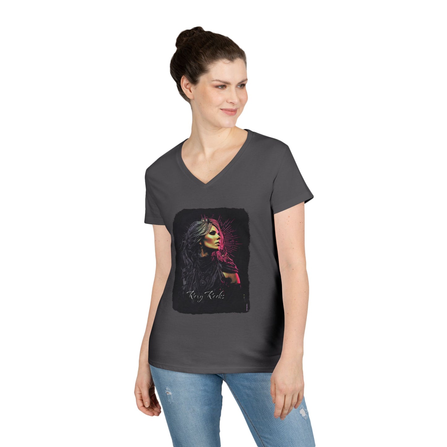 Roxy Vale Ladies' V-Neck 100% Cotton T-Shirt