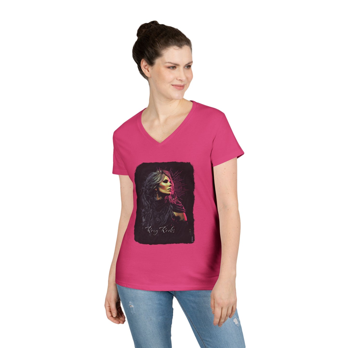 Roxy Vale Ladies' V-Neck 100% Cotton T-Shirt