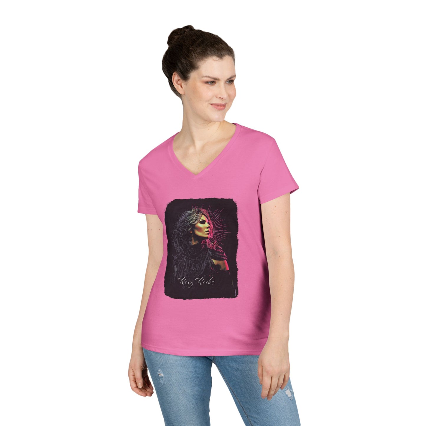 Roxy Vale Ladies' V-Neck 100% Cotton T-Shirt